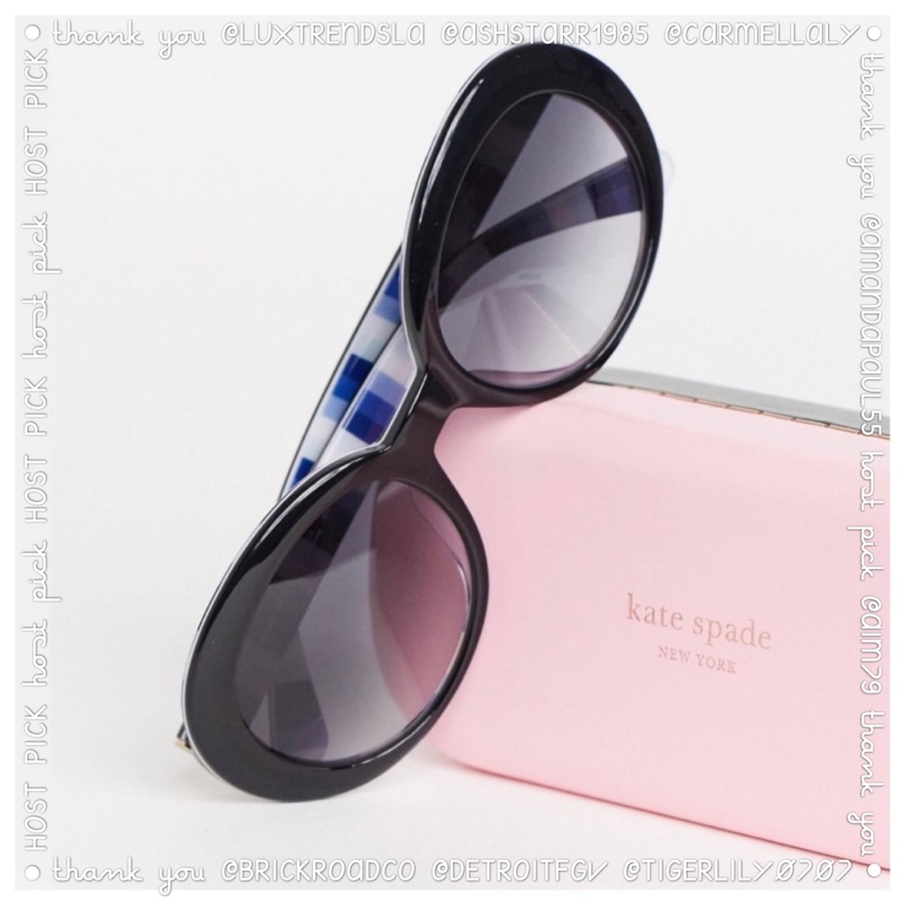 kate spade Black Sunglasses with Blue-Striped Temples